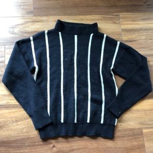 Vintage Mock Neck Vertical Stripe Sweater
